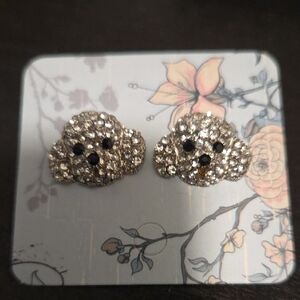 Sparkling Silver Crystal Poodle Earrings